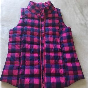 Purple and pink plaid vest